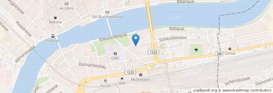 Mapa de ubicacion de Vorstadtpraxis Schänzlistrasse en Zwitserland, Solothurn, Amtei Solothurn-Lebern, Bezirk Solothurn, Bezirk Wasseramt, Solothurn.