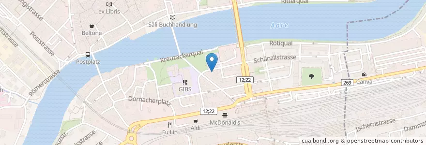 Mapa de ubicacion de Praxisgemeinschaft für Psychotherapie und Psychiatrie en Suiza, Soleura, Amtei Solothurn-Lebern, Bezirk Solothurn, Bezirk Wasseramt, Solothurn.