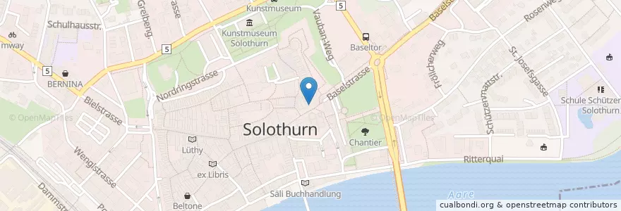 Mapa de ubicacion de Baseltor en Svizzera, Soletta, Amtei Solothurn-Lebern, Bezirk Solothurn, Solothurn.