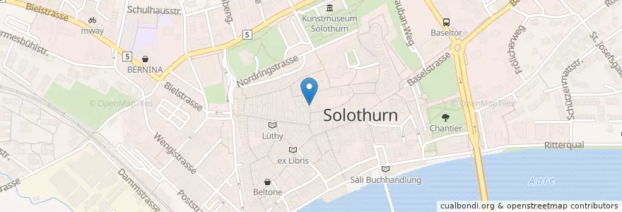 Mapa de ubicacion de Apple's Café Bar & Thai Cuisine en Schweiz/Suisse/Svizzera/Svizra, Solothurn, Amtei Solothurn-Lebern, Bezirk Solothurn, Solothurn.