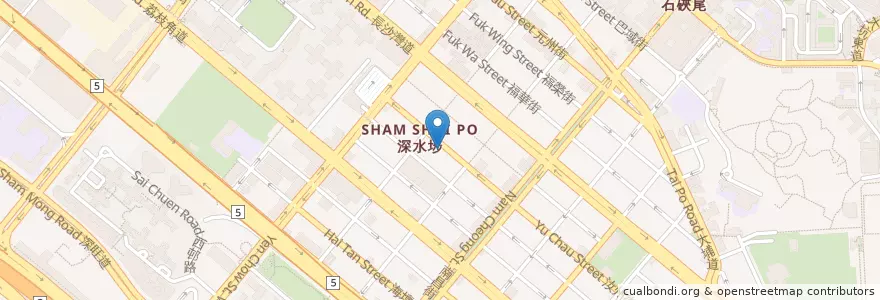 Mapa de ubicacion de 川味美食 en China, Guangdong, Hong Kong, Kowloon, New Territories, Sham Shui Po District.