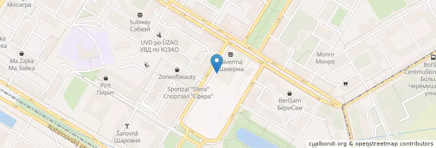 Mapa de ubicacion de Папа Джонс en Россия, Центральный Федеральный Округ, Москва, Юго-Западный Административный Округ, Академический Район.