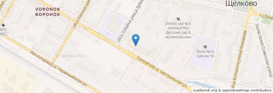 Mapa de ubicacion de Папа Джонс en Rusia, Distrito Federal Central, Óblast De Moscú, Городской Округ Щёлково.