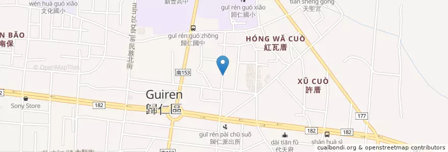Mapa de ubicacion de 肯牛城 en Taiwan, 臺南市, 歸仁區.