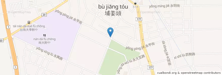 Mapa de ubicacion de 私人藏豆 en 臺灣, 臺南市, 永康區.