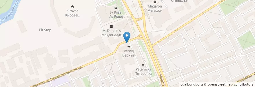 Mapa de ubicacion de ЮнистримБанк en ロシア, 北西連邦管区, レニングラード州, サンクト ペテルブルク, Кировский Район, Нарвский Округ.