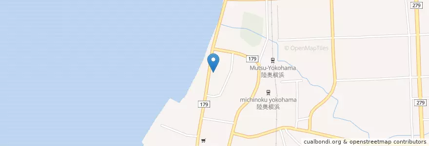 Mapa de ubicacion de 昭和シェル石油 en Japan, Präfektur Aomori, 上北郡, 横浜町.