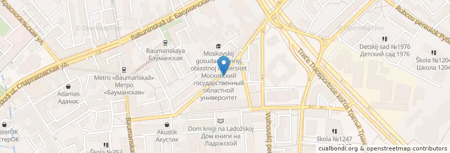 Mapa de ubicacion de Бауман en 러시아, Центральный Федеральный Округ, Москва, Центральный Административный Округ, Басманный Район.