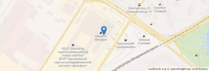 Mapa de ubicacion de Папа Джонс en Rusia, Distrito Federal Central, Москва, Западный Административный Округ, Район Очаково-Матвеевское.