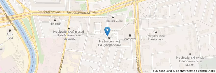 Mapa de ubicacion de Дон Чуррос en Rússia, Distrito Federal Central, Москва, Восточный Административный Округ, Район Преображенское.