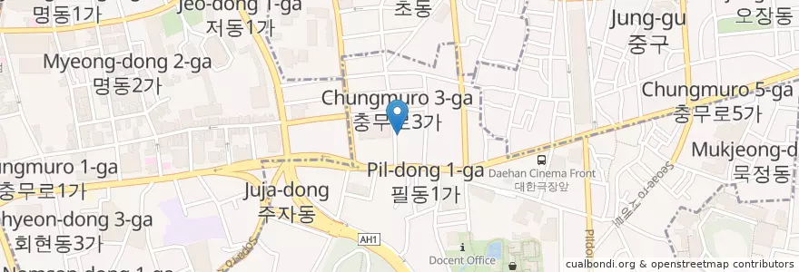 Mapa de ubicacion de 뚱보돼지갈비 en Республика Корея, Сеул, 중구.