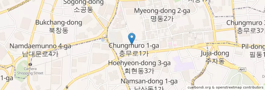 Mapa de ubicacion de 전기구이 영양센타 en 대한민국, 서울, 중구, 명동.
