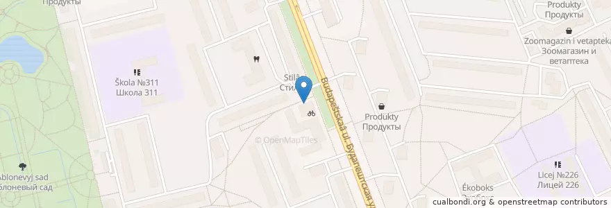 Mapa de ubicacion de Шаверма en Russie, District Fédéral Du Nord-Ouest, Oblast De Léningrad, Saint-Pétersbourg, Фрунзенский Район, Округ Купчино.