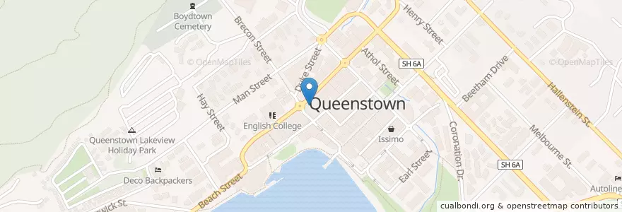 Mapa de ubicacion de Omega Rental Cars Queenstown en New Zealand / Aotearoa, Otago, Queenstown-Lakes District.