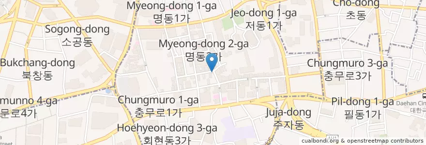 Mapa de ubicacion de Cafe de Paris en South Korea, Seoul, Jung-Gu, Myeong-Dong.