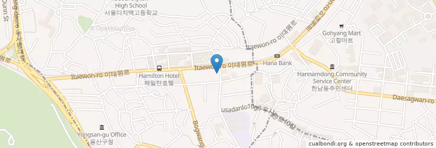 Mapa de ubicacion de Lua Rooftop Lounge en Südkorea, Seoul, 용산구, 이태원1동.