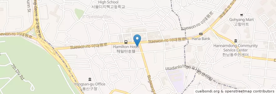 Mapa de ubicacion de White Veil en 大韓民国, ソウル, 龍山区, 이태원1동.