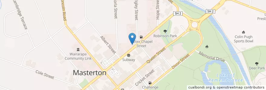 Mapa de ubicacion de Mr Chips Takeaways en Nouvelle-Zélande, Wellington, Masterton District.
