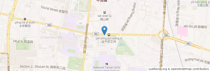 Mapa de ubicacion de 中國信託商業銀行 en 臺灣, 臺南市, 中西區.