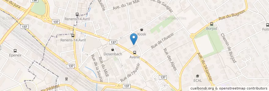 Mapa de ubicacion de Cabinet Dentaire de Renens en İsviçre, Vaud, District De L'Ouest Lausannois.
