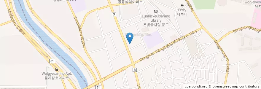 Mapa de ubicacion de 우리은행 en Südkorea, Seoul, 노원구, 공릉1동.