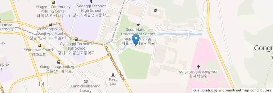 Mapa de ubicacion de 국민은행 en Güney Kore, Seul, 노원구, 공릉2동.