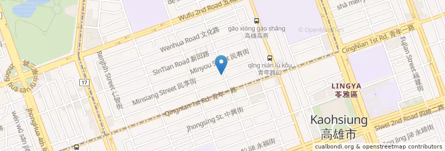 Mapa de ubicacion de 夏屋食堂 en 臺灣, 高雄市, 新興區, 苓雅區.
