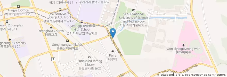 Mapa de ubicacion de 과기대 입구(우) en 대한민국, 서울, 노원구, 공릉2동.