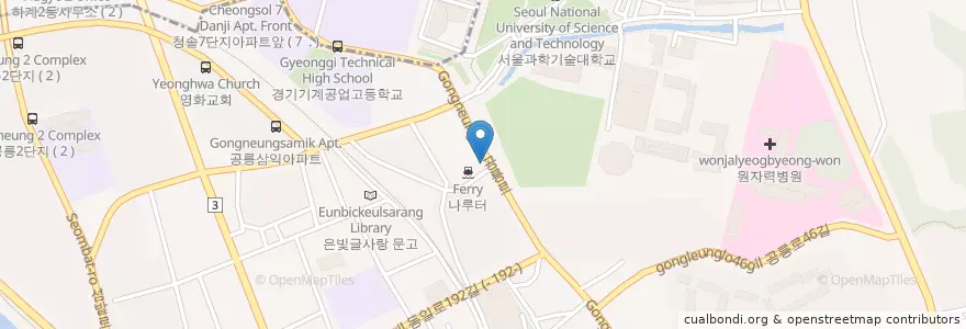 Mapa de ubicacion de 맘스터치 en 韩国/南韓, 首尔, 蘆原區, 공릉2동.