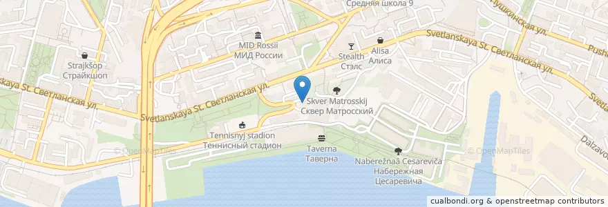 Mapa de ubicacion de Крыша en 러시아, Дальневосточный Федеральный Округ, 프리모르스키 지방, Владивостокский Городской Округ.