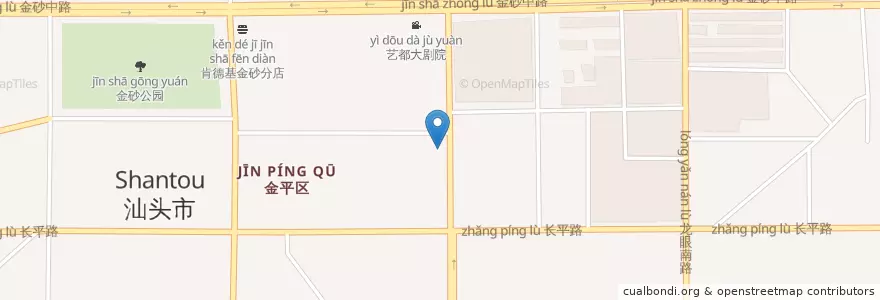 Mapa de ubicacion de The First Affiliated Hospital of Shantou University Medical College Dental Care Center en China, Guangdong, Shantou, Jinping District, Shipaotai Subdistrict.