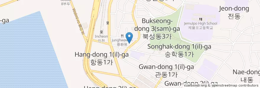 Mapa de ubicacion de 홍두병-홍콩식팥빵 en Südkorea, Incheon, Jung-Gu, 북성동.