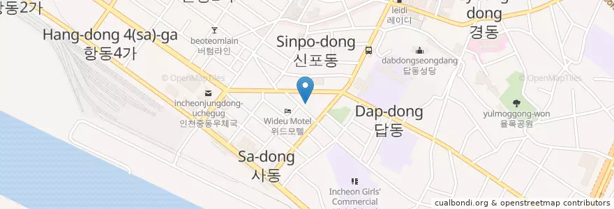 Mapa de ubicacion de 신성루-삼선고추짬뽕 en 대한민국, 인천, 중구, 신포동.