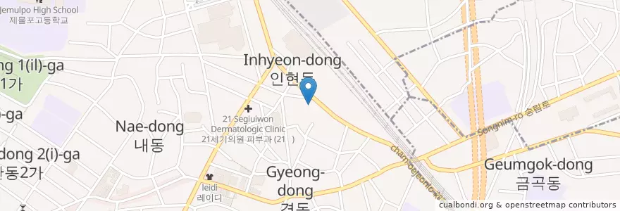 Mapa de ubicacion de 태원잔치국수-맛집 en Güney Kore, 인천, 동구, 동인천동.