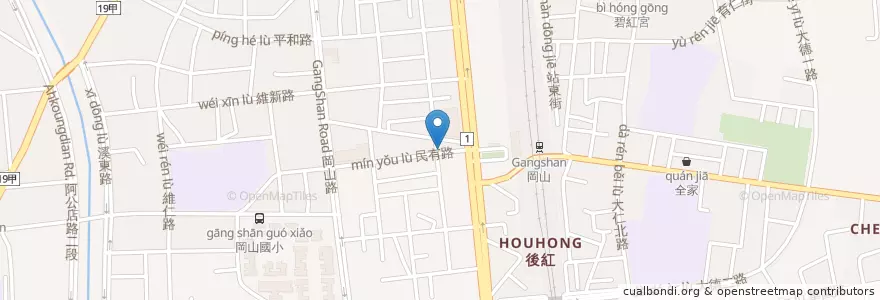 Mapa de ubicacion de 鐵路便當 en 臺灣, 高雄市, 岡山區.