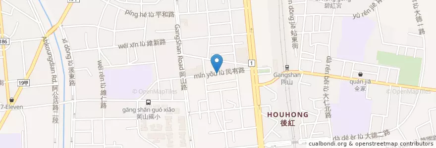 Mapa de ubicacion de 瘋 牛排洋食 en Taiwan, Kaohsiung, 岡山區.