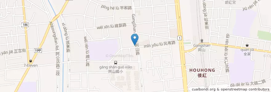 Mapa de ubicacion de 合作金庫商業銀行 en تايوان, كاوهسيونغ, 岡山區.