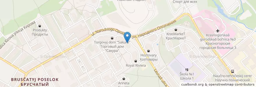 Mapa de ubicacion de Клуб 1+ en روسيا, Центральный Федеральный Округ, محافظة موسكو, Городской Округ Красногорск.