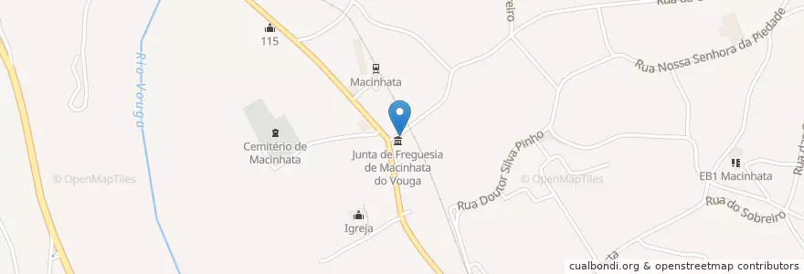 Mapa de ubicacion de Posto de Correios de Macinhata do Vouga en ポルトガル, Aveiro, Centro, Baixo Vouga, Águeda, Macinhata Do Vouga.