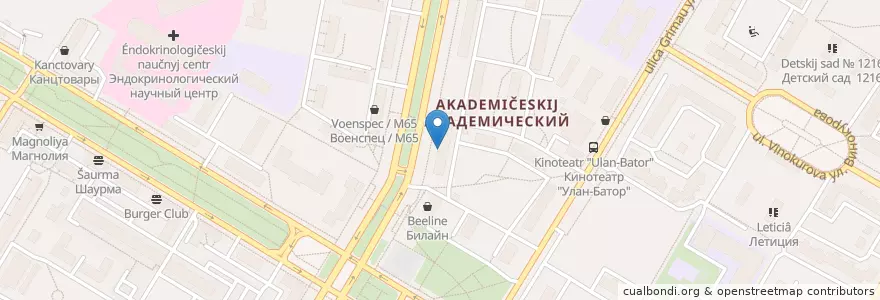 Mapa de ubicacion de СушиСам en Rusia, Distrito Federal Central, Москва, Юго-Западный Административный Округ, Академический Район.