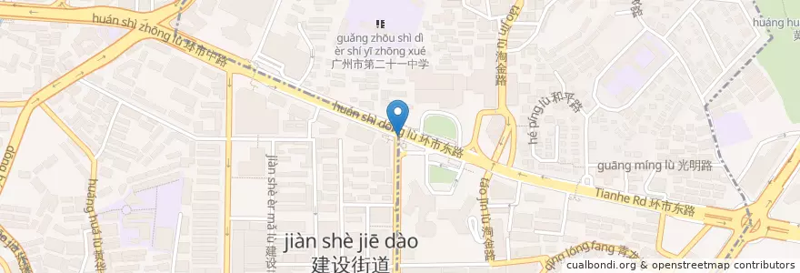 Mapa de ubicacion de MADO BAKERY en China, Guangdong, Guangzhou City, Yuexiu District, 华乐街道.
