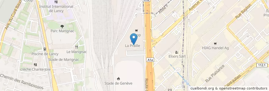 Mapa de ubicacion de Cinéma Arena la Praille en İsviçre, Cenevre, Cenevre, Lancy.
