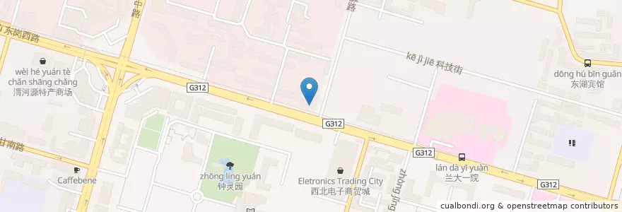 Mapa de ubicacion de 兰州银行 en 中国, 甘粛省, 蘭州市, 城关区, 团结新村街道.