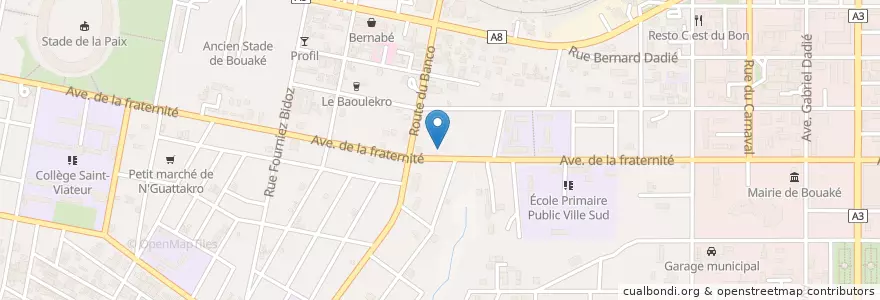 Mapa de ubicacion de École Pratique de Commerce et de Technologie en Fildişi Sahili, Vallée Du Bandama, Gbêkê.