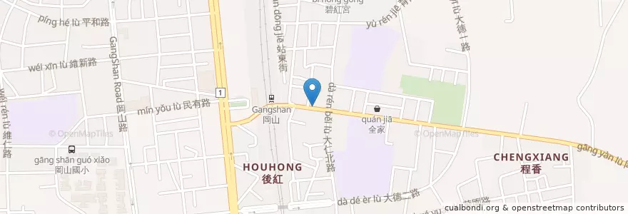 Mapa de ubicacion de 雞寶寶香雞排 en Тайвань, Гаосюн, 岡山區.