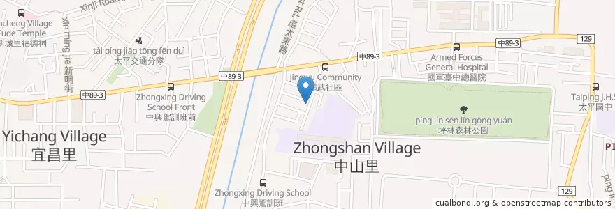 Mapa de ubicacion de 湖南味小吃 en 타이완, 타이중 시, 타이핑구.