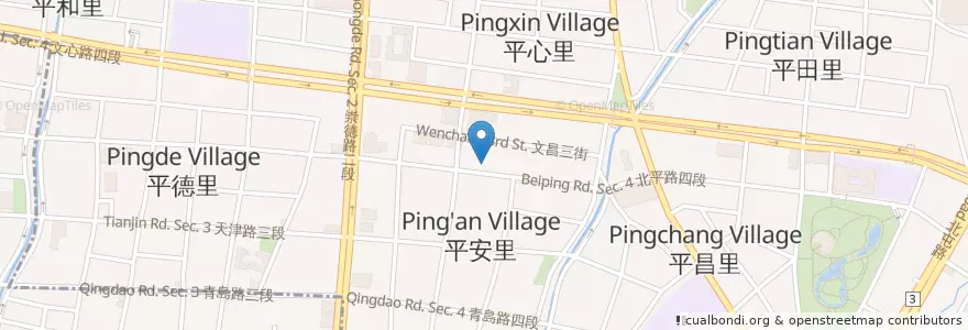 Mapa de ubicacion de 饗灞美食小館 en Taiwan, Taichung, 北屯區.