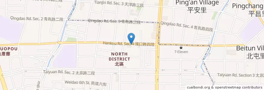 Mapa de ubicacion de 後山飯便當~人民便當 en Taïwan, Taichung, 北屯區, 北區.