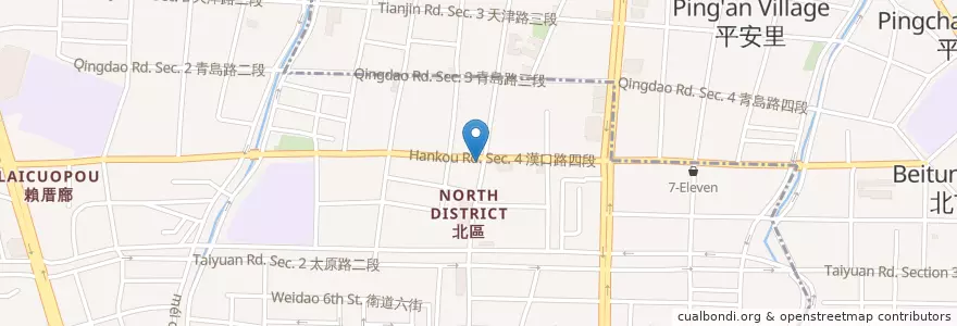 Mapa de ubicacion de 台北江麻辣臭豆腐 en Taiwan, Taichung, 北屯區, 北區.