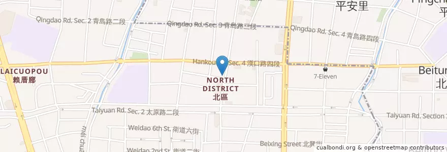 Mapa de ubicacion de 陳飛揚四川涼麵 en 臺灣, 臺中市, 北屯區, 北區.